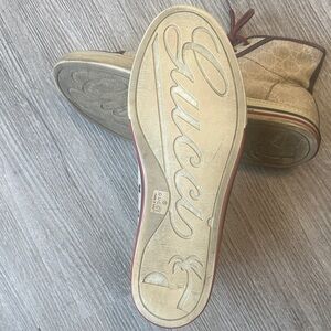Gucci Monogram Tan Brown Stylish High-Top Men's Sneakers Shoes Size 11 G